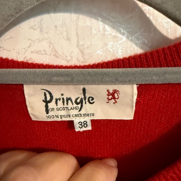 Vtg Pringle Of Scotland 100% Cashmere Alexis Golfer Cardigan Sweater Red Argyle - Picture 2 of 11